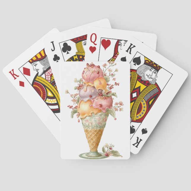 PASTEL PEACH & PINK SUMMER ICE CREAM PLAYING CARDS (Back)