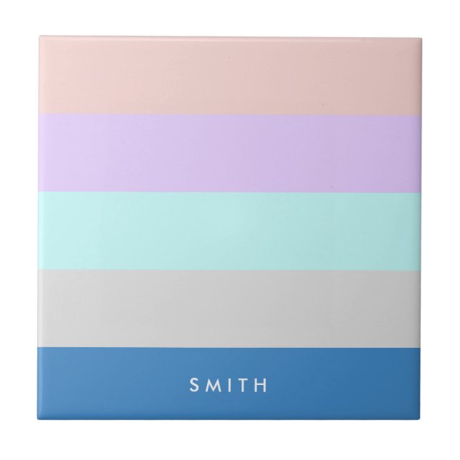 pastel peach purple mint grey blue colour block tile (Front)