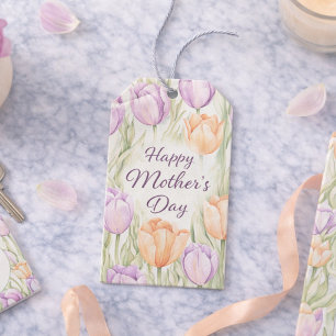Pastel Peach Purple Spring Floral Mother's Day Gift Tags