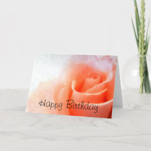 Pastel Peach Rose Birthday Card