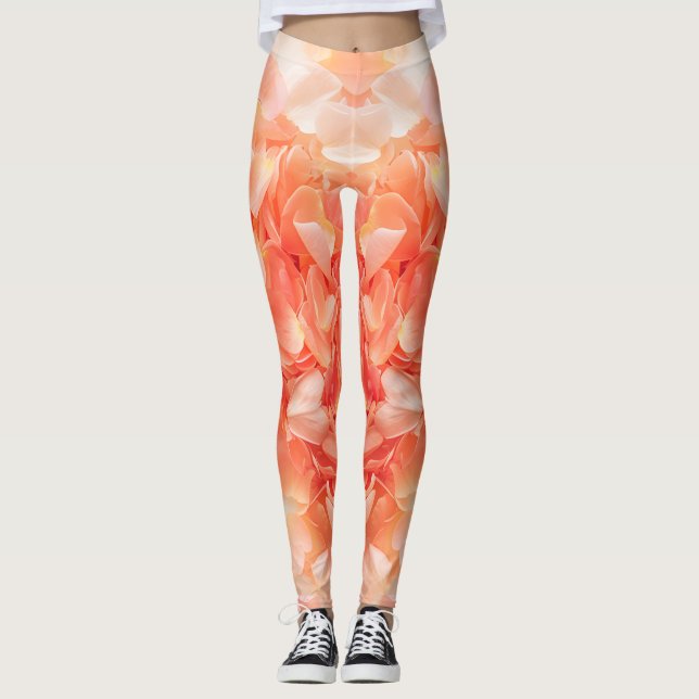 Pastel Peaches and Cream Petals  Leggings (Front)