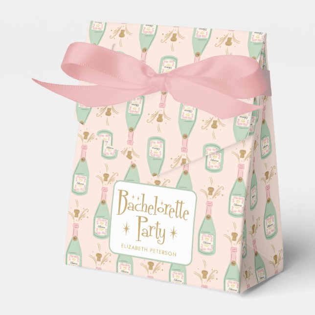 Pastel Peachy Bachelorette Party Sparkle Favour Box (Front Side)