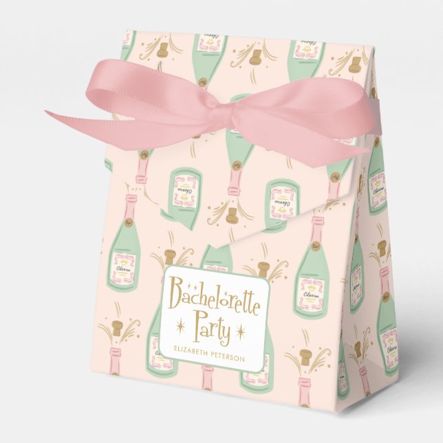 Pastel Peachy Bachelorette Party Sparkle Favour Box (Front Side)