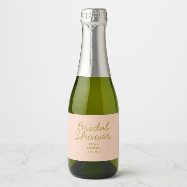 Pastel Peachy Bridal Shower  Sparkling Wine Label (Front)