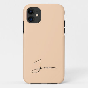 Pastel Peachy Pink Solid Colour Minimalist Name Case-Mate iPhone Case