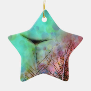 Pastel Peacock Feathers Ceramic Tree Decoration