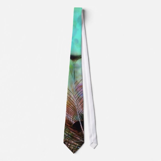 Pastel Peacock Feathers tie (Front)
