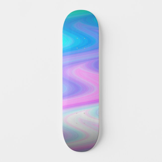 Pastel Peacock Waves  Skateboard (Front)