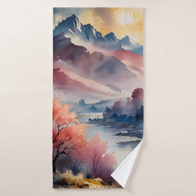 Pastel Peaks and Calm Waters Bath Towel Set (Bath Towel)