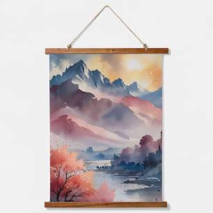Pastel Peaks and Calm Waters Hanging Tapestry