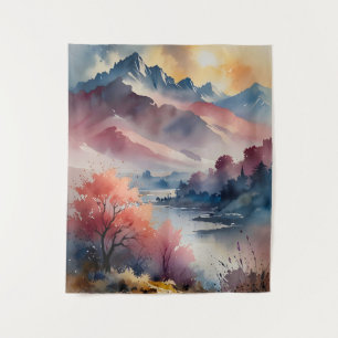 Pastel Peaks and Calm Waters Tapestry