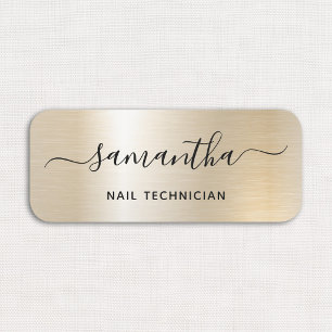 Pastel Pearl Gold Glam Signature Name Job Title Tag