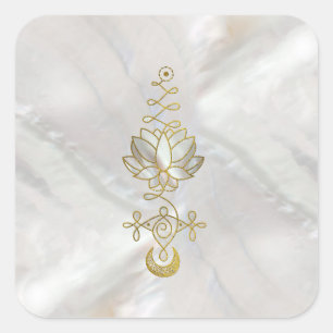 Pastel Pearl Unalome Lotus Symbol Square Sticker