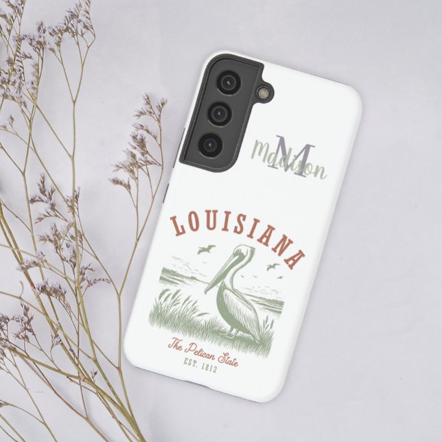Pastel Pelican Louisiana State Initial Name Samsung Galaxy S22 Case (Creator Uploaded)