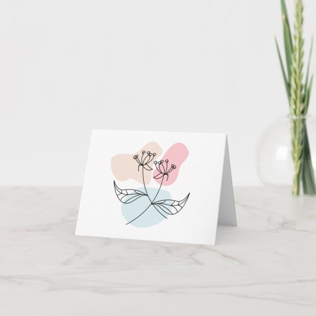 Pastel Pencil Flower Drawing Folded Thank You Card (Front)
