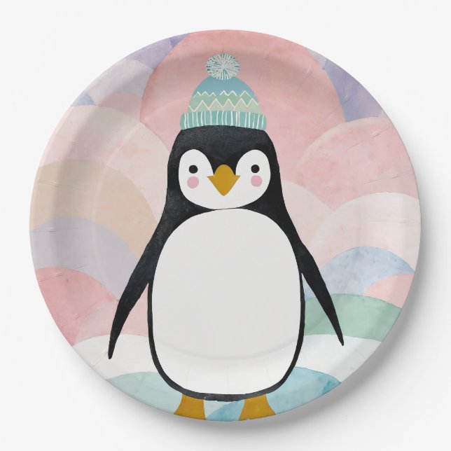 Pastel Penguin Peak Paper Plate (Front)