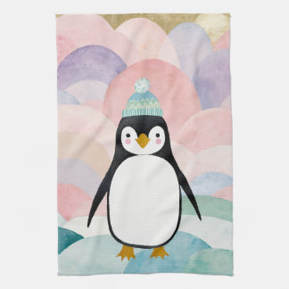 Pastel Penguin Peak Tea Towel