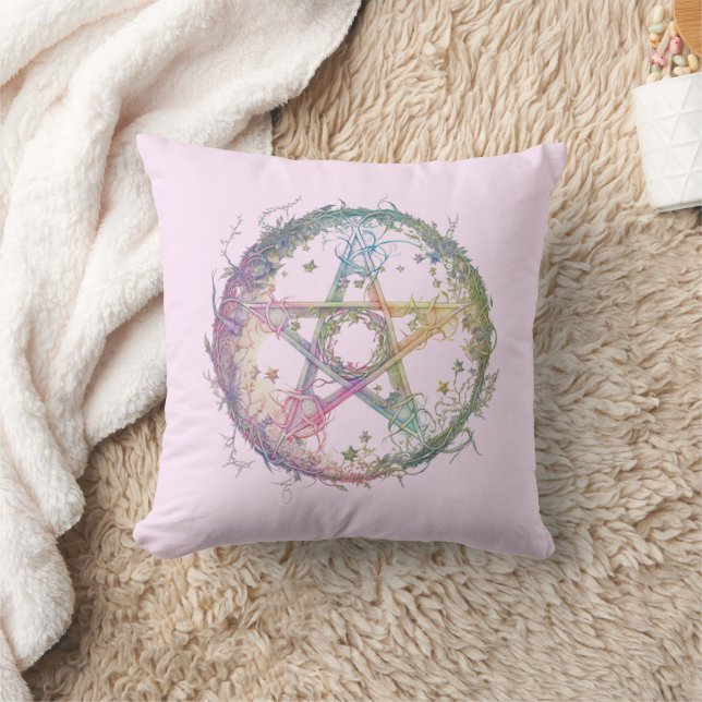 Pastel Pentagram Pagan Wiccan Witchcraft Halloween Cushion (Blanket)
