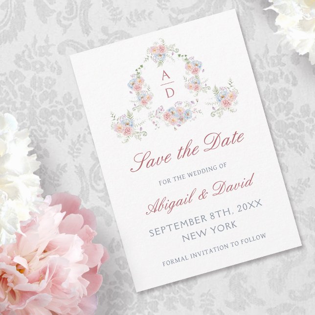 Pastel Peonies Frame Wedding Save The Date (Creator Uploaded)