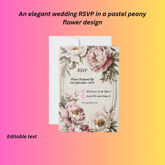 Pastel peony border  RSVP card (Creator Uploaded)