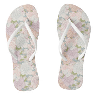 Pastel Peony & Butterfly Flower Pattern Jandals