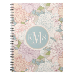 Pastel Peony & Butterfly Flower Pattern Notebook
