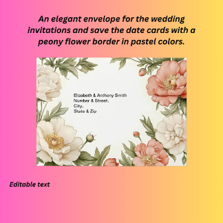 Pastel peony floral design  envelope
