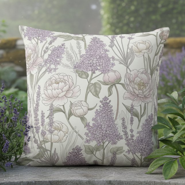 Pastel Peony Lavender Lilacs Cushion (Creator Uploaded)