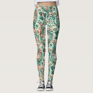 Pastel Peony Tulip Crocus William Morris Pattern Leggings