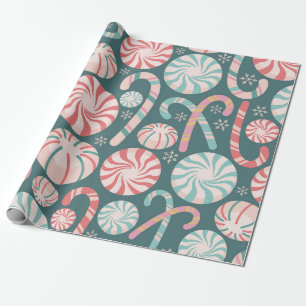 Pastel Peppermint Candy Cane Seamless Pattern Wrapping Paper