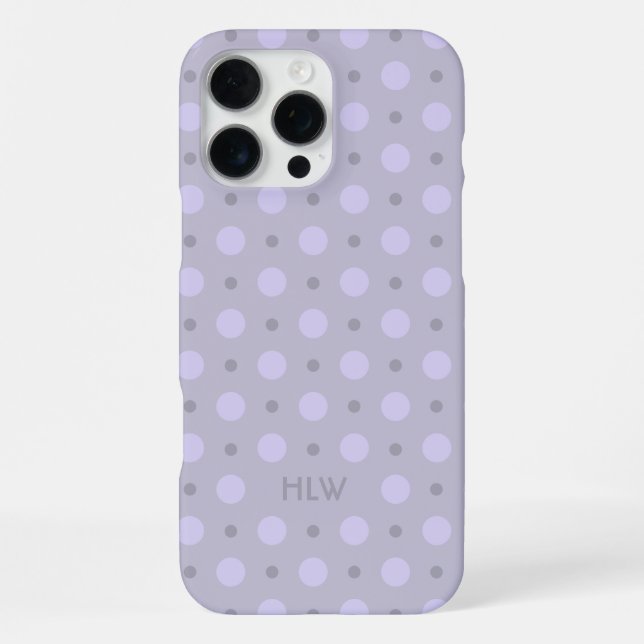 Pastel Periwinkle Dots Pattern Custom Name Initial iPhone Case (Back)