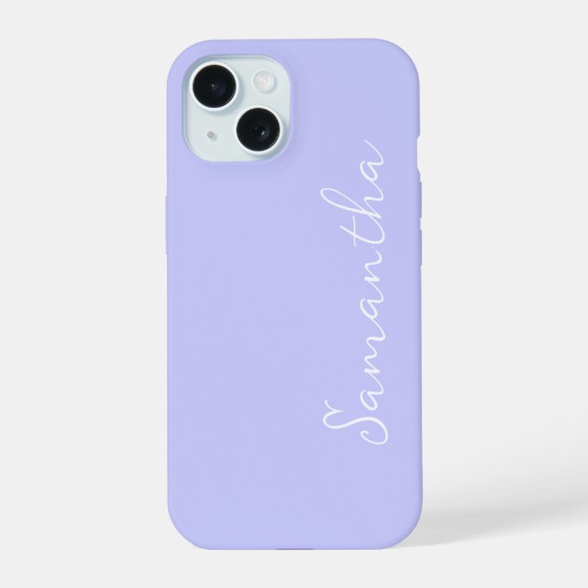Pastel Periwinkle Personalised iPhone 15 Case (Back)