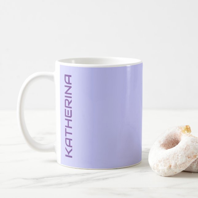 Pastel Periwinkle Solid Colour Personalised  Coffee Mug (With Donut)