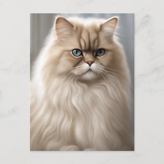 Pastel Persian Cat Portrait Postcard (Front)