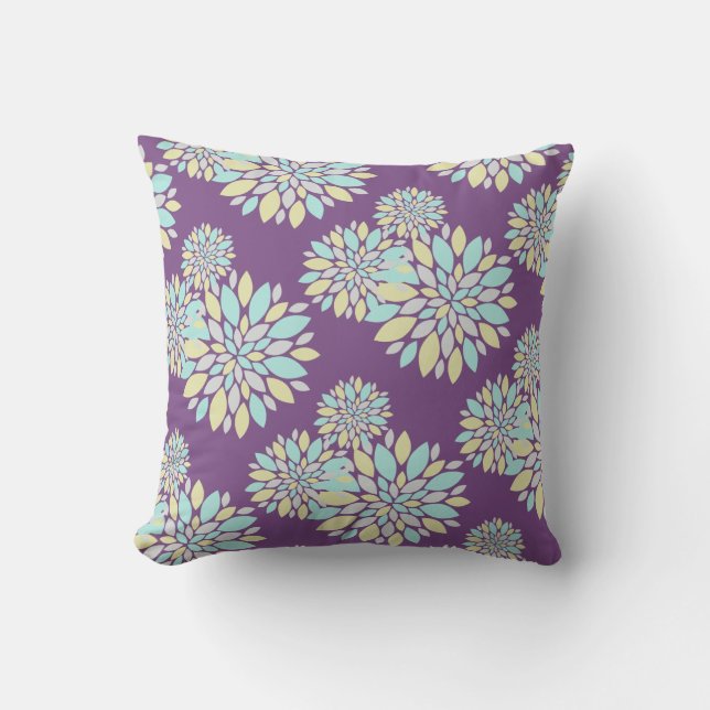 Pastel Petals Flower Pattern Pillow Cushion (Front)
