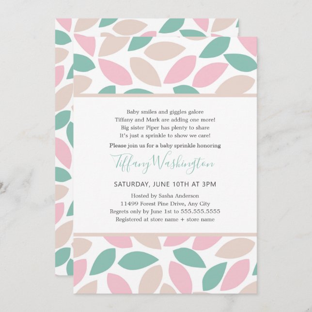 Pastel Petals poem baby sprinkle Invitation (Front/Back)
