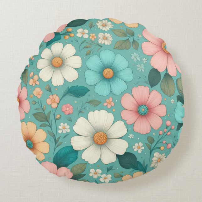 Pastel Petals Round Cushion (Front)