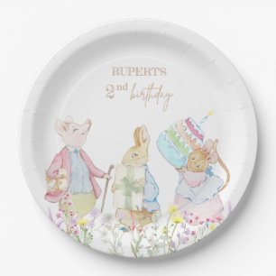 Pastel Peter the Rabbit and Friends Birthday Paper Plate