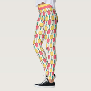 Pastel Pickleball paddles with custom text Leggings