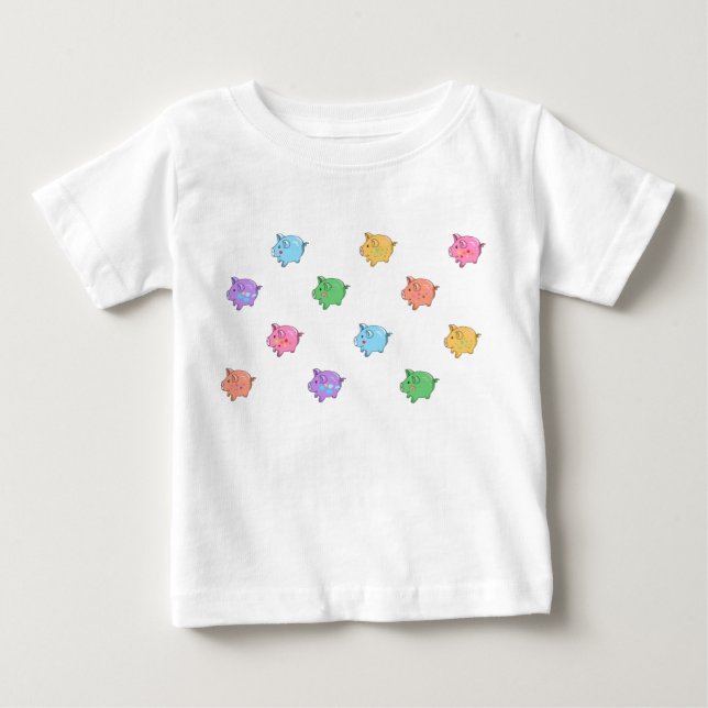 Pastel Pig Pattern Baby T-Shirt (Front)
