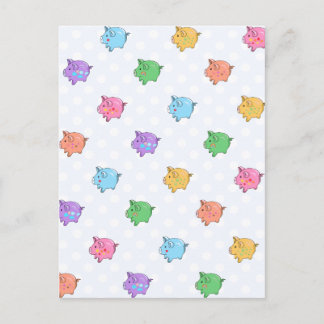 Pastel Pig Pattern Postcard
