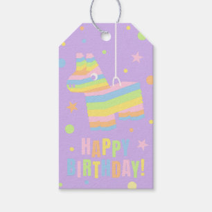 Pastel Pinata Happy Birthday Confetti Gift Tags