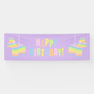 Pastel Pinata Happy Birthday Party Banner