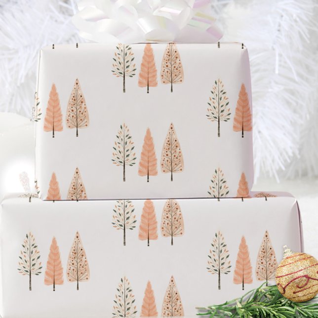Pastel Pine Tree Christmas Holiday Gift Wrapping Paper (Creator Uploaded)