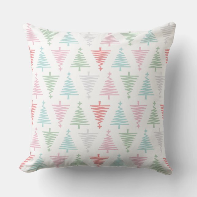 Pastel Pines: Modern Holiday Tree Cushion (Front)