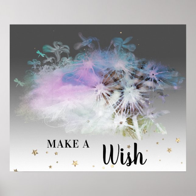 *~*  Pastel Pink Abstract DANDELION Make A Wish  Poster (Front)