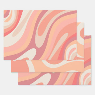 Pastel Pink Abstract Retro Contemporary Patterns Wrapping Paper Sheet