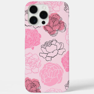 Pastel Pink Aesthetic Peony Flower Pattern Case