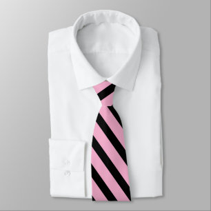 Pastel Pink and Black Geometric Stripes Tie