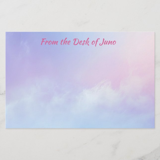 Pastel Pink and Blue  Cloud Background  Stationery (Front)